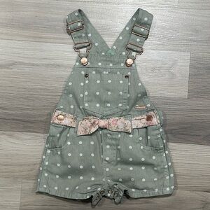 TAHARI Mint Green Polka Dot Baby Overalls Size 18M